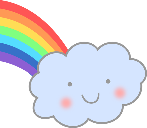 Carino cloud con immagine vettoriale arcobaleno