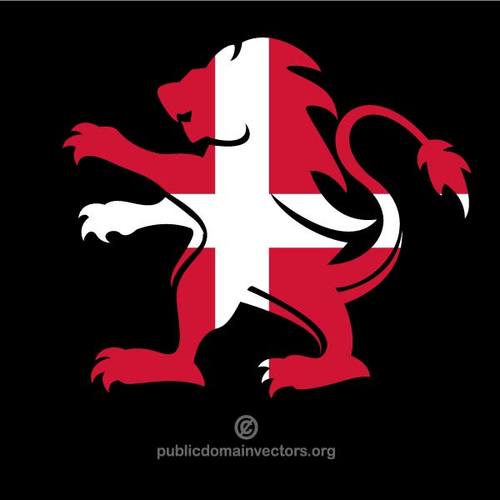 Heraldisk lÃ¸ve med flagget av Danmark