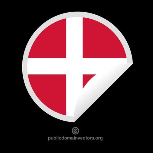 Rund klistermÃ¤rke med flagga Danmark