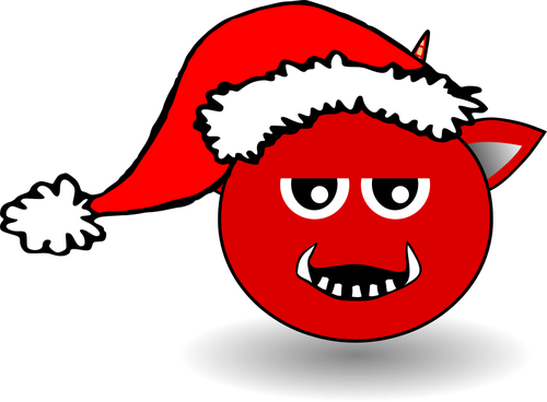 Little Red Devil cabeÃ§a Cartoon com chapÃ©u de Papai Noel