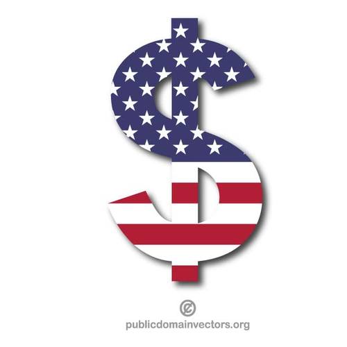 Simbol dolar dengan bendera Amerika Serikat