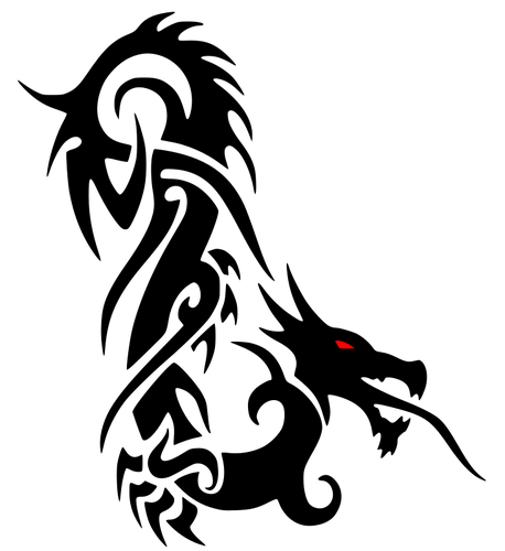 Imagem de vetor silhueta do dragÃ£o de olhos vermelhos