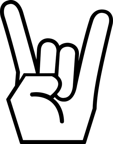 Grafika wektorowa rock na znak rÄ™kÄ… w czerni i bieli