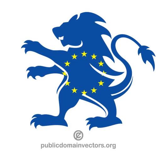 Silhueta de leÃ£o com a bandeira da UE