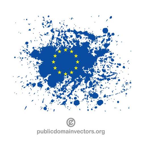 Bandeira da UniÃ£o Europeia em respingos de tinta