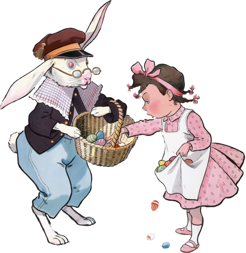 Easter bunny and girl