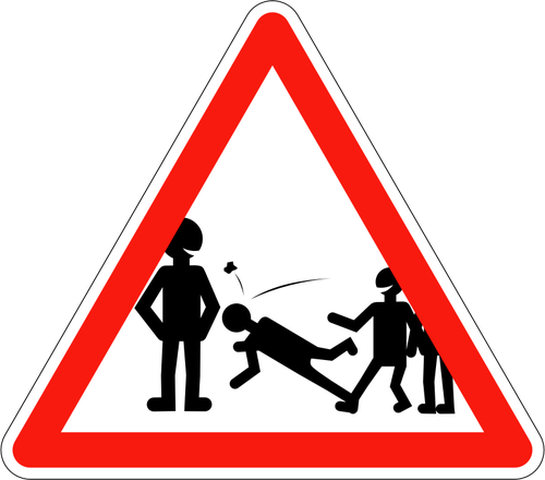 Imagem vetorial de violÃªncia escolar, estrada, sinal de aviso