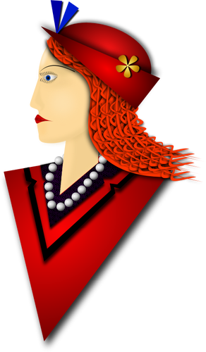 Vektor menggambar elegan wanita dengan topi merah