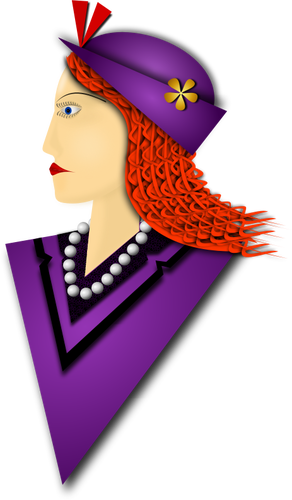 Vectorillustratie van elegante vrouw met violet hoed