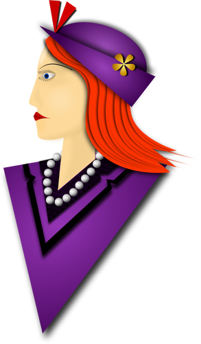 Gambar vektor elegan wanita dengan topi ungu