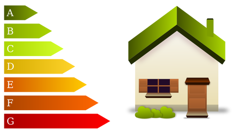 IlustraÃ§Ã£o do vetor de sinal em casa de eficiÃªncia energÃ©tica