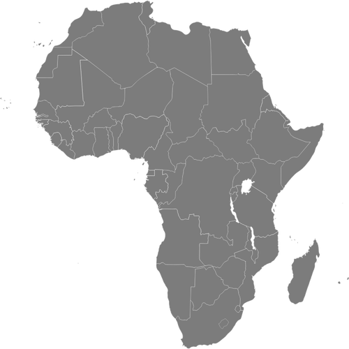 Karta Ã¶ver Afrika med Etiopien markerade vektorbild
