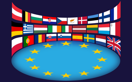 Grafiki flag paÅ„stw UE wokÃ³Å‚ jasnych gwiazd
