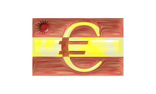 HiszpaÅ„skÄ… flagÄ™ z Euro znak grafika wektorowa