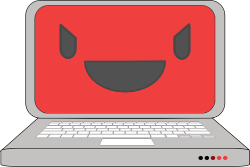 Laptop-Symbol mit einem LÃ¤cheln auf dem Bildschirm