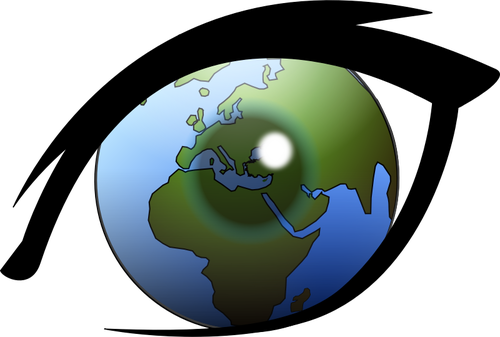 Verden globe i Ã¸yet vektorgrafikk utklipp