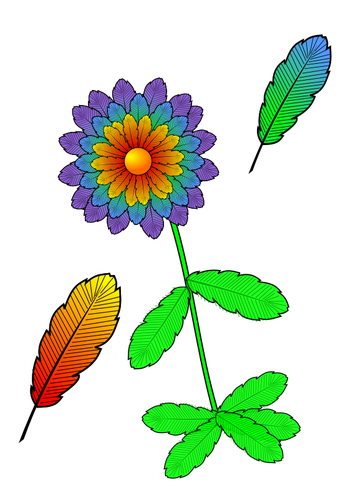 IlustraciÃ³n vectorial de flor hecha de plumas