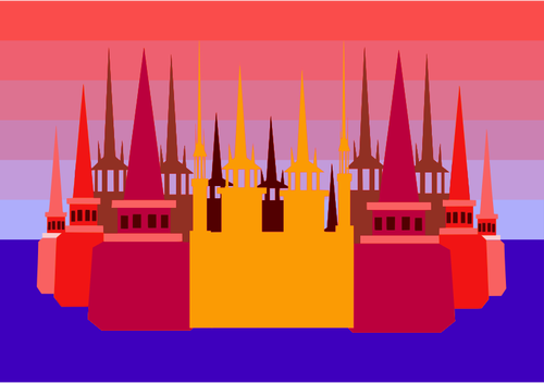 Silhueta do castelo colorido