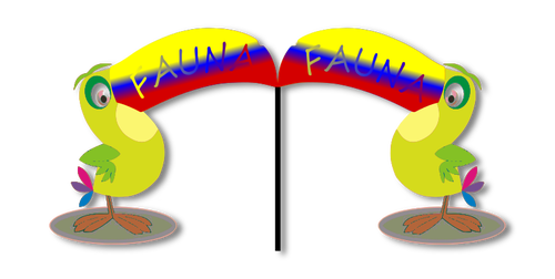 Desenho de dois pÃ¡ssaros de tucano, com seus bicos juntados-se