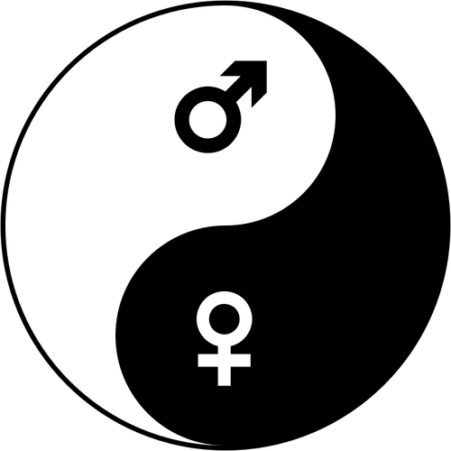 Weibliche und mÃ¤nnliche Symbole und Yin Yang