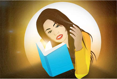 Mujer leyendo un libro azul