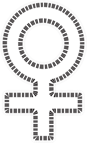 SÃ­mbolo feminino e teclas de piano