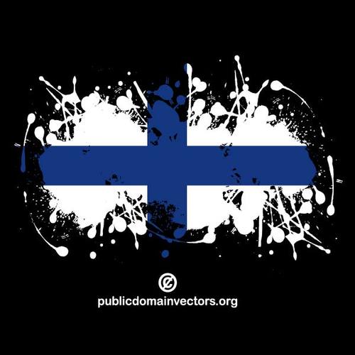 Flagga Finland pÃ¥ svart bakgrund