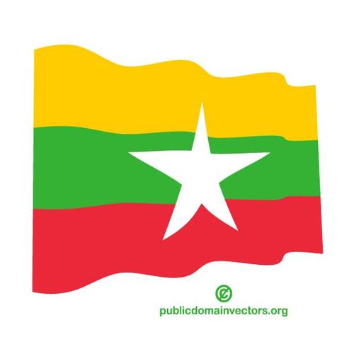 Ondulado bandeira de Mianmar