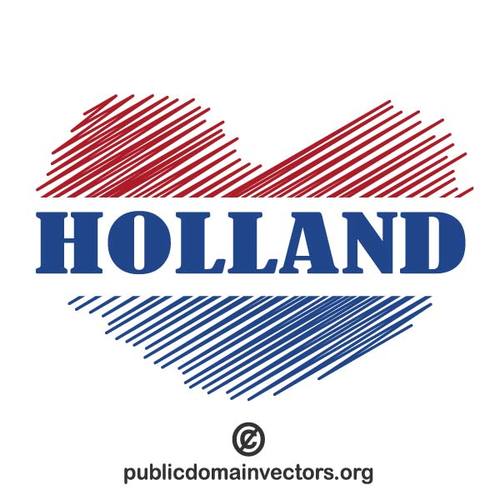 Kalp ÅŸekli ile kelime "Holland" vektÃ¶r kÃ¼Ã§Ã¼k resim