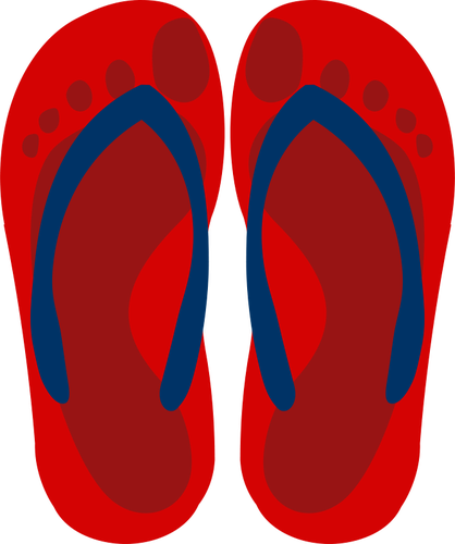 Flip flops with feet imprint vector clip art
