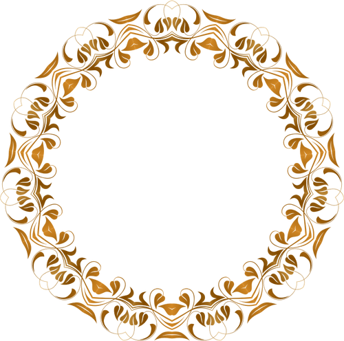 Vektor menggambar berkembang emas berwarna bulat frame