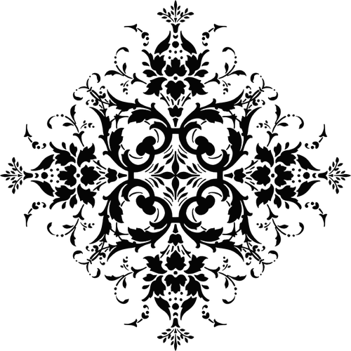 Floral vector silhouette hexagon