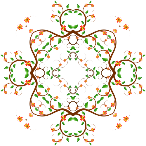 Clip-art de projeto de Ã¡rvore floral quadrada vector