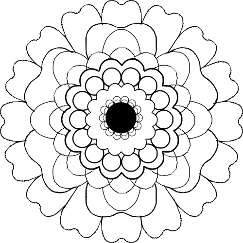 Blooming black and white flower vector clip art
