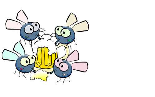 IlustraÃ§Ã£o de vetores moscas, bebendo cerveja