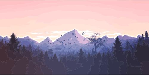 Forrest ÅŸi mountainsillustration