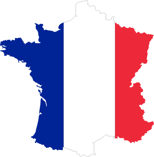Mapa Francie vlajka
