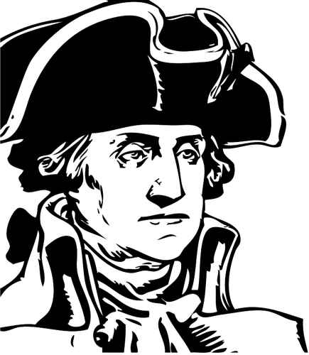 IlustraciÃ³n de vector de perfil blanco y negro de George Washington