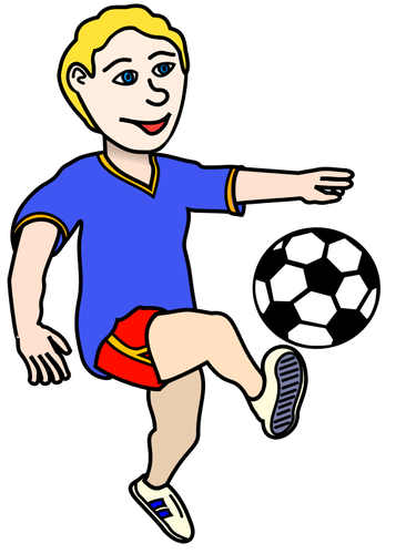 Anak laki-laki bermain sepak bola vektor gambar