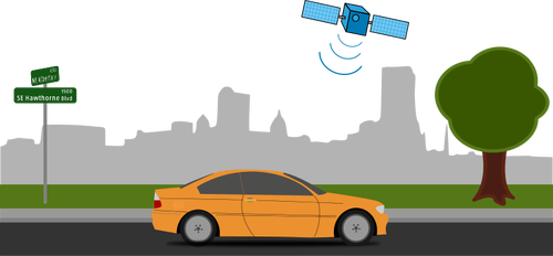 GPS navigation in car vector image