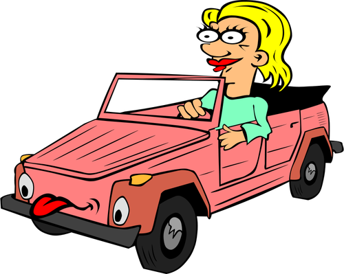 MÃ¤dchen fahren Auto Cartoon