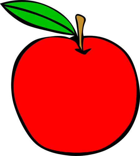 RÃ¸d eple med et grÃ¸nt blad