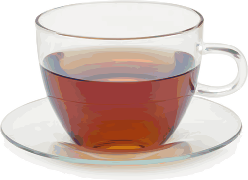 Glass teacup with saucer vector clip art