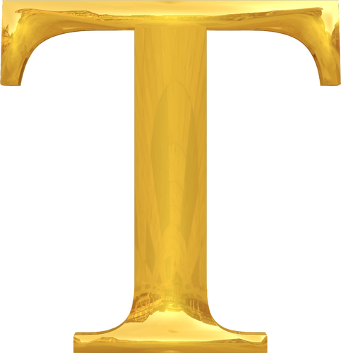 Letter T in goud