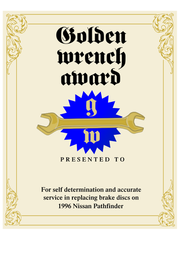 Golden Wrench award
