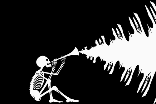 Esqueleto com flauta