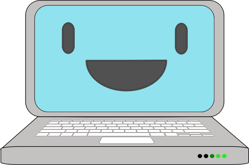 Laptop ikon dengan senyum vektor ilustrasi