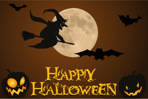 Fondo de pantalla de Halloween feliz con ilustraciÃ³n de bruja