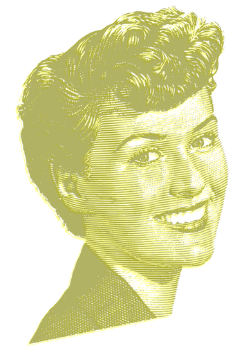 Mujer feliz en retrato amarillo