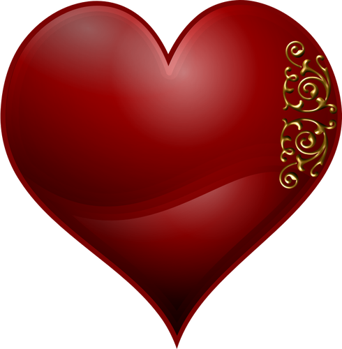Vektor seni klip jantung simbol kartu bermain dengan pola bergelombang spiral